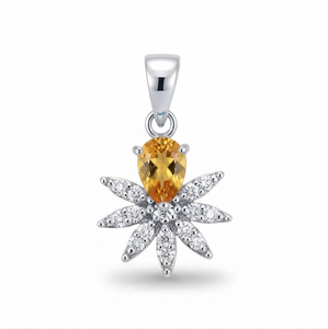 เครื่องประดับ Rhaya Jewels สำหรับผู้หญิง ทำด้วยมือ สไตล์มินิมอล เงินสเตอร์ลิง ชุบโรเดียม ประดับพลอยโทแพซทรงบริลเลียนท์ รูปดอกไม้ แบบคลาสสิก ตัวเรือนแบบกรงเล็บ ของขวัญสุดพิเศษ - Product Image 1