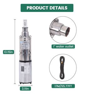 12V DC 6.6 GPM 98 ft pompa ad acqua solare sommergibile per pozzo profondo pompa con 250W ad alta efficienza - Product Image 3