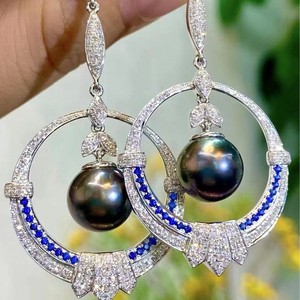 Boucles d'oreilles pendantes en perles d'or naturelles riches de 11-12 mm, 925, mode exquise, polyvalentes, brillance de diamant, nouvelles imperfections mineures, élégantes - Product Image 1