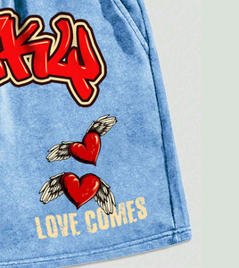 Shorts de sport en molleton 100 % coton épais pour hommes, respirants, avec impression sérigraphiée, vente en gros - Product Image 4