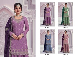 Ropa Étnica India y Pakistaní de Primera Calidad, Trajes Salwar con Chignon, Dupatta con Bordado, en Venta - Product Image 1
