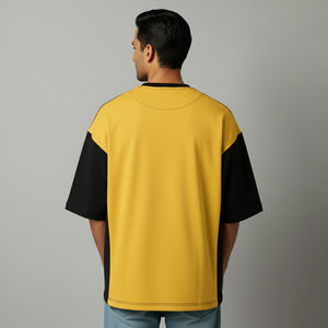 Camiseta Oversize Casual con Hombros Caídos y Bloques de Color para Hombre, Precio Mayorista Asequible, con Logotipo Personalizado Impreso, Estilo Ringer - Product Image 3