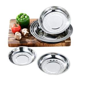 Assiette Ronde Épaisse en Acier Inoxydable 201 Poli, Vaisselle de Cuisine Élégante, Plats de Cuisson - Product Image 2