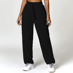 Pantalon de jogging en molleton pour femme, taille mi-haute, coupe ajustée, style vintage, en coton, différentes couleurs, pour l'hiver, vente en gros - Product Image 1