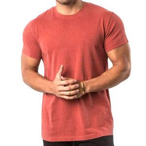 Camiseta de Algodón Roja Lavada para Hombre, Corte Ajustado, Cuello Redondo Informal, Suave y Cómoda, Estilo Vintage, para Uso Diario en Verano, Camiseta Básica Elegante - Product Image 3