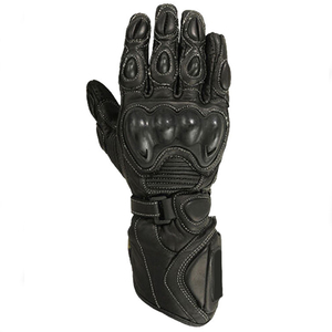 Guantes de Carreras de Cuero Genuino, Diseño Negro y Rojo, Dedos Completos, Correa de Muñeca Ajustable, Antideslizantes, para Motocross, Unisex - Product Image 4