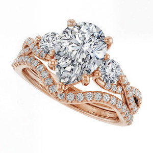 แหวนหมั้นรูปทรงลูกแพร์อินฟินิตี้น่ารัก ทำจากโรสโกลด์ 14k ประดับเพชร VS1 ความใสระดับ IGI ได้รับการรับรองจาก IGI เหมาะสำหรับเป็นของขวัญวันครบรอบสำหรับผู้หญิงและเด็กผู้หญิง - Product Image 2