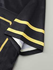 เสื้อฟุตบอลตาข่ายสีดำทองแบบกำหนดเอง 23 ตัว ชุดกีฬายูนิเซ็กซ์ OEM แบรนด์ส่วนตัว ขายส่ง ผู้ผลิตจากสหรัฐอเมริกา จำนวนมาก - Product Image 4