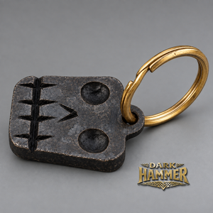 Hand Forged Iron <b>Keyring</b> with steel <b>Ring</b> Rustic Decorative Rectangular Key Holder with Traditional Geometric Design - Product Image 3