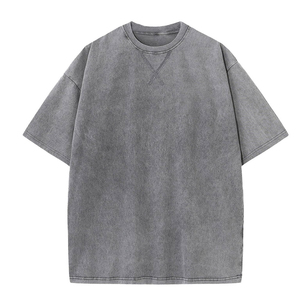 Streetwear <b>Grey</b> Color Men Acid Wash Polyester/Cotton Quick Dry Eco-Friendly <b>T</b>-<b>shirts</b> Wholesale Low Price Factory Made - Product Image 1