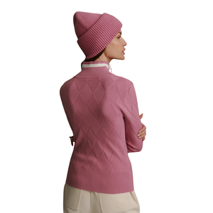 Veste en tricot zippée pour femme, texture côtelée douce, manches longues, col montant, décontractée, légère, pour un usage quotidien - Product Image 4