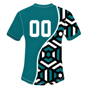 Teal <b>Black</b> <b>White</b> Geometric Rugby Jersey Short Sleeve Crew Neck Custom Breathable Training Athletic Team Sportswear Performance - Product Image 2