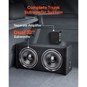 Pacchetto Amplificatore per Subwoofer Auto da 12 Pollici, 490W RMS, con Cassa Caricata e Amplificatore Separato 12V DC - Product Image 2