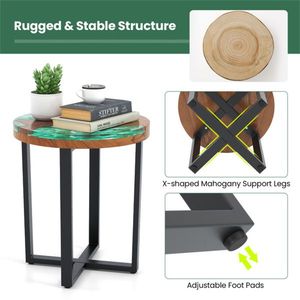 20-Inch Round End <b>Table</b> with <b>Epoxy</b> Top Indoor and Outdoor Use - Product Image 4