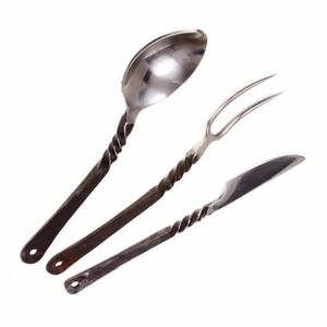 Custom Handmade High Quality Stainless Steel Medieval Look 3-Piece Cutlery Set New Finished Spoon Fork with leather Cover - Product Image 1