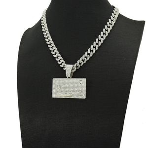 Collar Hip Hop con Colgante de Tarjeta de Crédito, Diamante Moissanita, Cadena Cubana de Plata 925 - Product Image 4