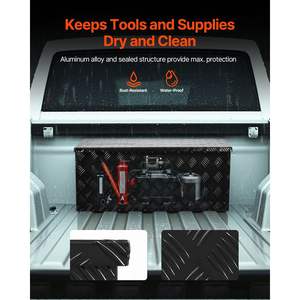 Cassetta portautensili in alluminio per autocarri a strisce placcate ripiano scorrevole con impugnatura laterale chiavi di blocco 35.4 "x 14.6" x 14.6 "cassone portaoggetti per - Product Image 4