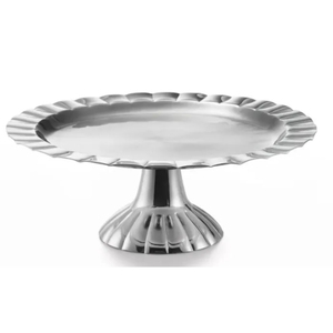 Support à gâteau en métal blanc de qualité supérieure avec bord décoratif pour la présentation des desserts lors de fêtes de mariage, au prix le plus bas - Product Image 3