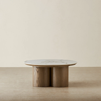 Table basse moderne faite à la main en bois naturel, extensible et mobile, pour salon
