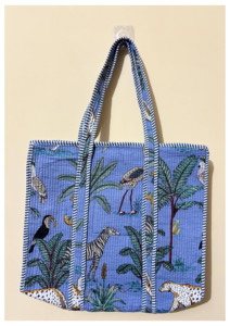 Sac fourre-tout bohème matelassé en coton bleu brodé, imprimé floral personnalisé, ensemble de 3 pochettes, sac de marché/à bandoulière pour la vente en gros - Product Image 3