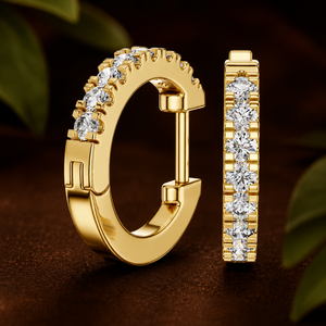 18K Yellow Gold Lab Grown Diamond U Shape Huggie <b>Hoop</b> <b>Earrings</b> 1.25 CTW EF VVSVS CVD Diamond Luxury Wedding Jewelry Manufacturer - Product Image 1