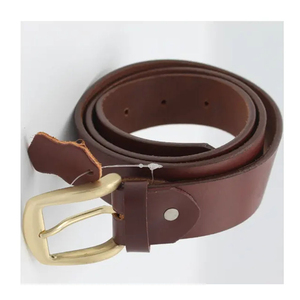 Ceinture en cuir de vachette marron avec boucle ardillon en cuivre, style décontracté, moulage monobloc, design durable - Product Image 3