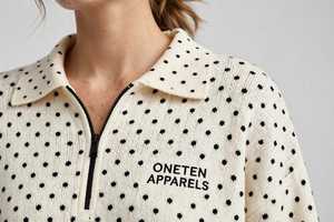 Ensemble de survêtement sportif pour femme à pois, haut à col roulé à manches longues avec fermeture éclair et pantalon à cordon de serrage, léger - Product Image 5