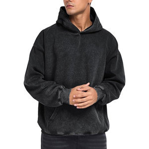 Sweat à capuche délavé de qualité supérieure 100 % coton, uni, décontracté, chaud pour l'hiver - Product Image 3