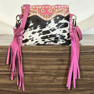 2026 Wholesale New Pattern Hand Tooled Cow Leather Women's Fringe Handbag Soft & Comfortable Zipper Closure Purse for Ladies - Product Image 4