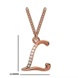 Wholesale Trendy 18K Rose Gold Hip Hop Style Moissanite <b>Letter</b> Pendant Necklace Stylish L-Alphabet Charm Men's Perfect Party - Product Image 3