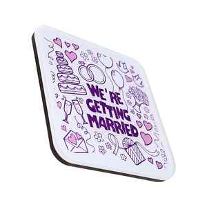 Imán Acrílico Cuadrado Morado para Refrigerador, Accesorios de Boda, Adhesivo para Casarse - Product Image 2