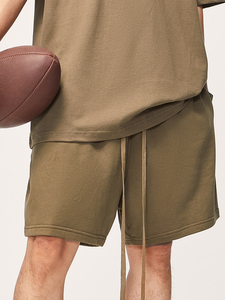 Shorts de survêtement pour hommes en coton épais 425G avec cordon de serrage sur le devant, coupe oversize, style streetwear, décontracté, pour la gym, vente en gros - Product Image 3