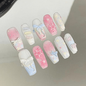 Faux ongles à presser faits main, effet œil de chat, paillettes argentées, strass, luxe, réutilisables, couverture complète, en gel acrylique - Product Image 6