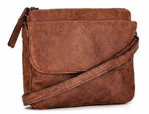 Bolso bandolera Gravs hecho a mano de cuero genuino estilo bohemio vintage para mujer, moda de primavera, bandolera con correa ajustable y cremallera - Product Image 1