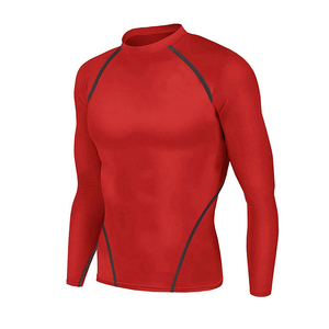 Men's Red Full Length Compression <b>Pants</b> Quick Dry Sporty Fit Elastic Waist Lightweight <b>Spandex</b> Polyester - Product Image 2