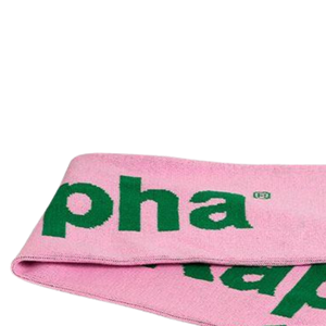 Écharpe en tricot AKA rose et verte, douce et tissée, avec franges, accessoires d'hiver pour sororité grecque, vêtements pour temps froid - Product Image 5