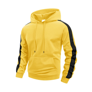 Custom Logo <b>Mens</b> Contrast Stripe Hoodie Heavy Cotton Fleece White Red <b>Pullover</b> Sweatshirt High Quality Vendor Blank - Product Image 3