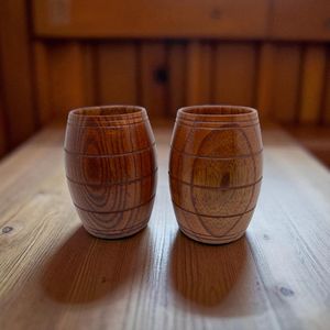 Tazas de Madera Rústicas Estilo Barril - Juego de 2 - Tazas de Estilo Medieval - Product Image 1