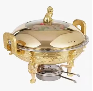 Luxury Antique Style Stainless Steel Chafing Dish with Lid Vintage <b>Buffet</b> Food <b>Warmer</b> Serving Dish Hotel Catering Tableware - Product Image 3