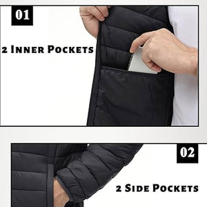 Unisex Thick Puffer Jacket Hood Water Resistant Windproof <b>Quilted</b> Insulated Coat OEM Custom Color Design 100% Nylon Stand - Product Image 2