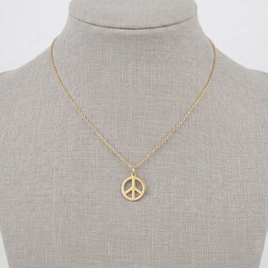 Collar con Colgante de Signo de Paz en Oro Amarillo, Plata de Ley 925, Certificado IGI, Regalo de Aniversario, Venta al Por Mayor - Product Image 4