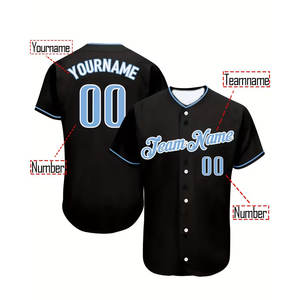 Nouveau design 2026 – Maillot de baseball personnalisé double face à manches courtes noires et accents rayés bleus - Product Image 2