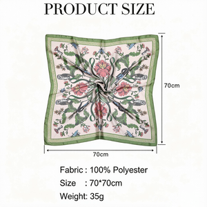 Foulard carré en soie satinée vintage à motifs floraux botaniques, bandana tendance pour femme, accessoire pour cheveux, cou, sac, cadeau - Product Image 4