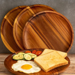 Bandeja Redonda de Madera Estilo Art Deco, Tabla de Aperitivos y Charcutería, Organizador de Cocina Multifuncional para Bodas - Product Image 1