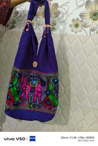 Handmade Embroidered <b>Patchwork</b> Tote <b>Bag</b> Vintage Boho Cotton Shoulder <b>Bag</b> Top Handle Handbag for Women Daily Use Gift - Product Image 2