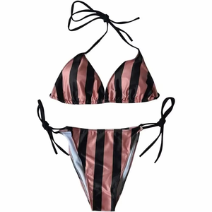 Traje de Baño Bikini de 2 Piezas para Mujer, Top Corto Fruncido y Pantalones Cortos de Cintura Alta, para Marca Privada Personalizada, OEM, ODM, Venta al Por Mayor - Product Image 4