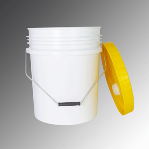 Seau en plastique rouge avec couvercle hermétique, conteneur de stockage alimentaire cylindrique de qualité alimentaire, 5 gallons, matériau PP, finition brillante - Product Image 2