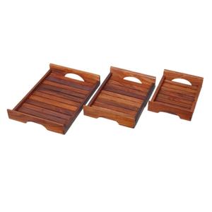 Plateau de service en bois d'acacia écologique de qualité supérieure avec poignée en laiton classique de forme carrée unique Taille personnalisée pour la maison ou l'hôtel - Product Image 1