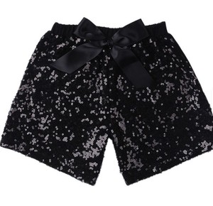 Summer Fashion Bling Rainbow Bowknot <b>Sequin</b> 100% Cotton Quick Dry Baby Girl Shorts Cute Casual Party Wear - Product Image 2