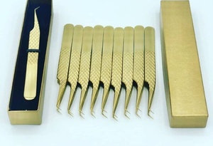 Pince à épiler en acier inoxydable Vired Impex pour faux cils, idéale pour les débutants et les maquilleurs professionnels, pointe lisse et durable de 10 mm pour le greffage. - Product Image 4